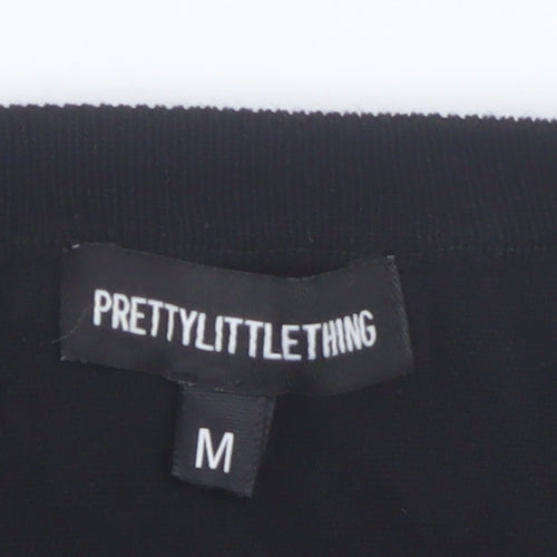 PrettyLittleThing Womens Black Midi Bodycon Dress M Colourblock Knit