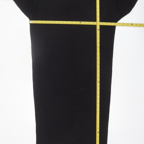 Liz Claiborne Women Black Petite S Striped Shift Knit Dress