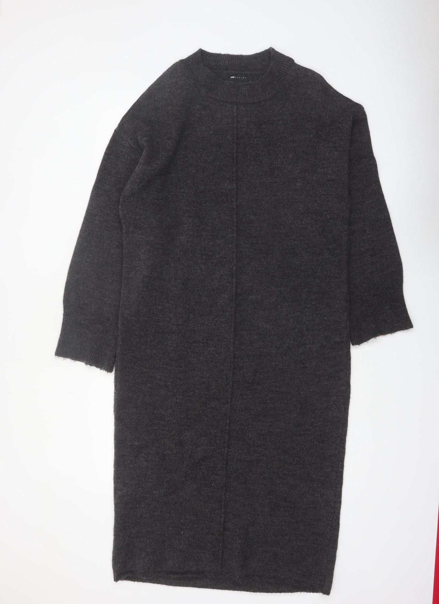ASOS DESIGN Women’s Black Wool Blend Long Sleeve Midi Jumper Dress Size S