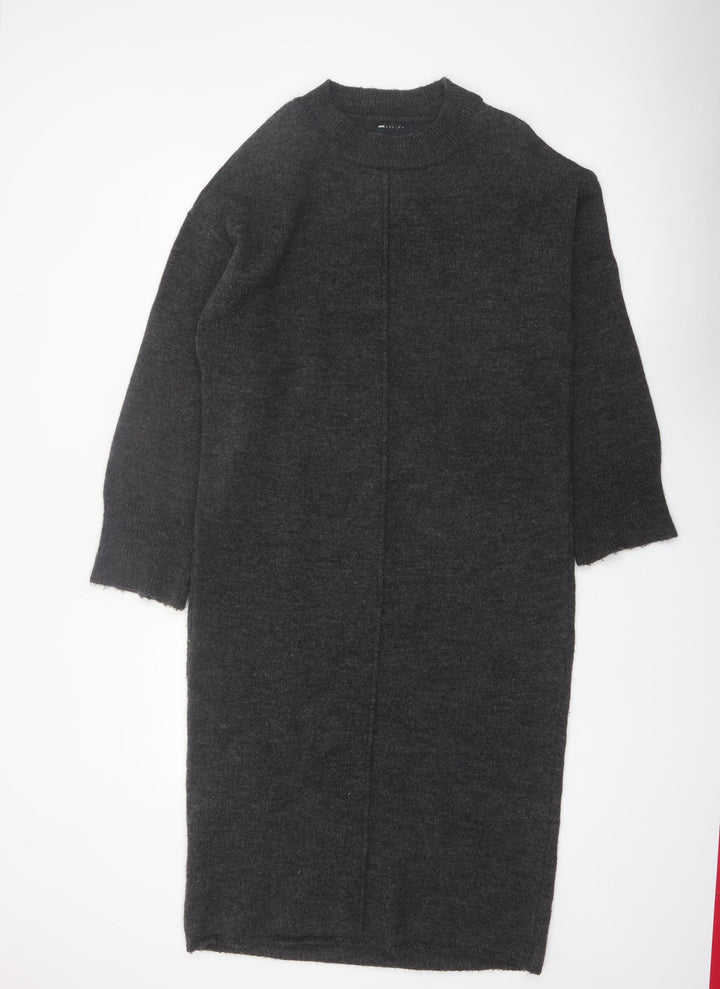 ASOS DESIGN Women’s Black Wool Blend Long Sleeve Midi Jumper Dress Size S