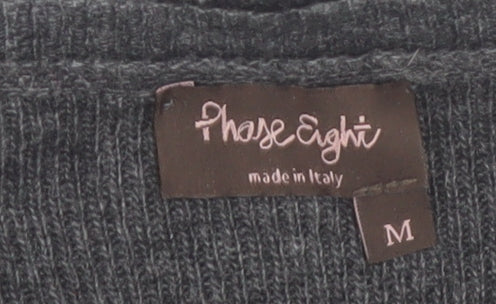 Phase Eight Women Grey Knit Striped Jumper Dress Size M