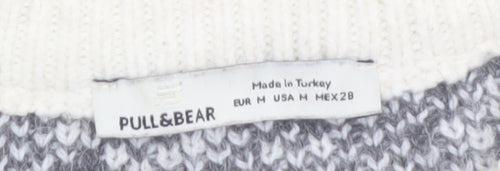 Pull&Bear Women Ivory Deer Graphic Knit Jumper Size 12