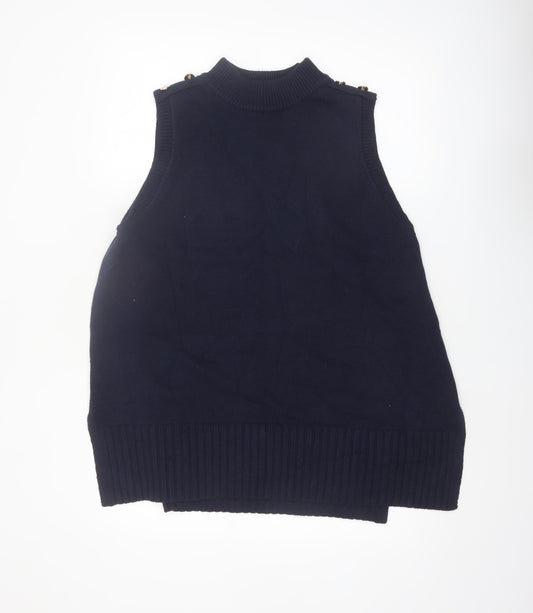 River Island Women's Blue Mock Neck Sleeveless Knit Vest M