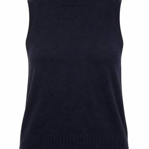 River Island Women's Blue Mock Neck Sleeveless Knit Vest M