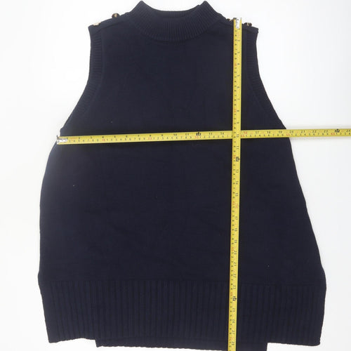 River Island Women's Blue Mock Neck Sleeveless Knit Vest M