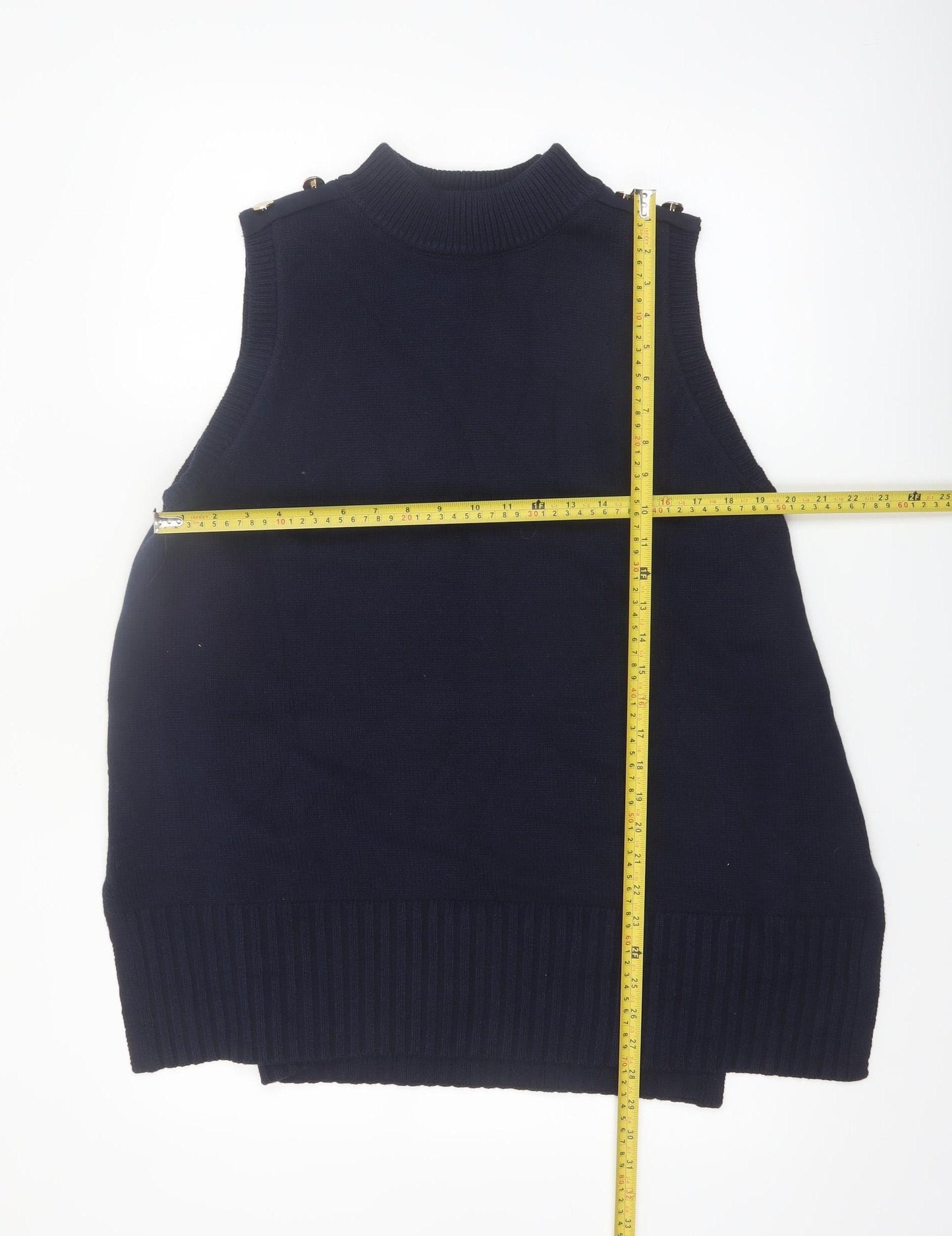 River Island Women's Blue Mock Neck Sleeveless Knit Vest M
