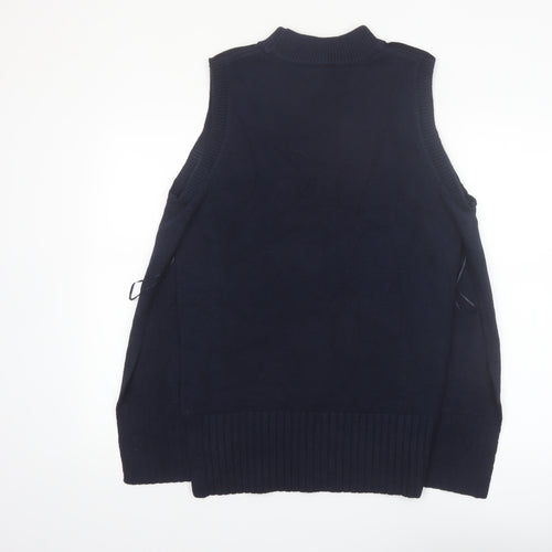 River Island Women's Blue Mock Neck Sleeveless Knit Vest M