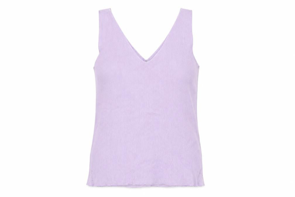 Jacqueline de Yong Women’s Purple V-Neck Sleeveless Knit Tank Top XL