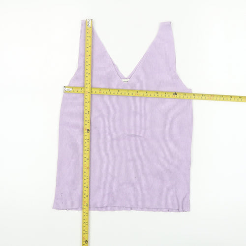 Jacqueline de Yong Women’s Purple V-Neck Sleeveless Knit Tank Top XL