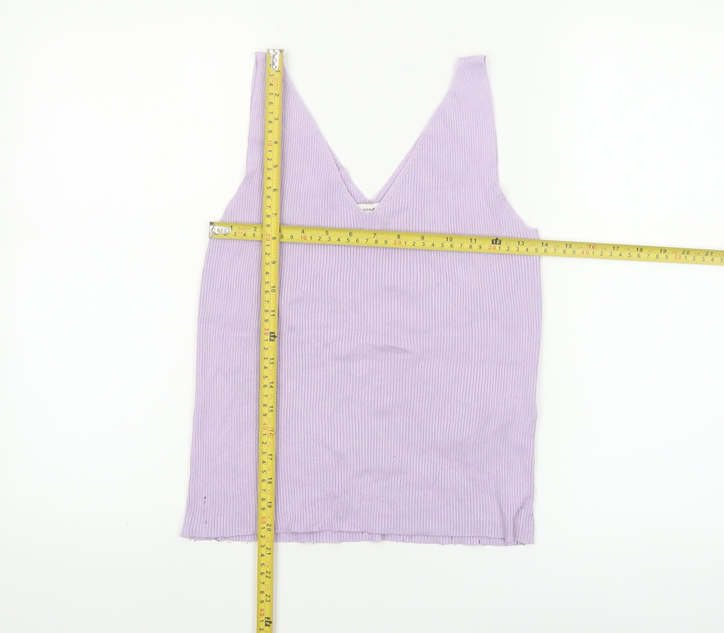 Jacqueline de Yong Women’s Purple V-Neck Sleeveless Knit Tank Top XL