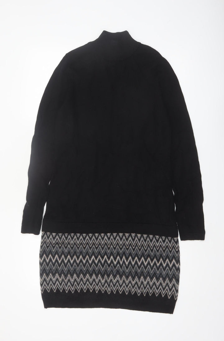 Cynthia Rowley Women’s Black Wool Knit Jumper Dress L
