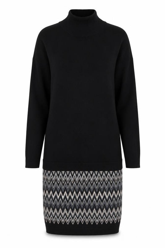 Front view of Cynthia Rowley Women’s Black Wool Knit Jumper Dress L