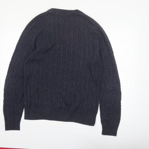Next Men's Blue Cable Knit Cotton Jumper L Crew Neck Pullover