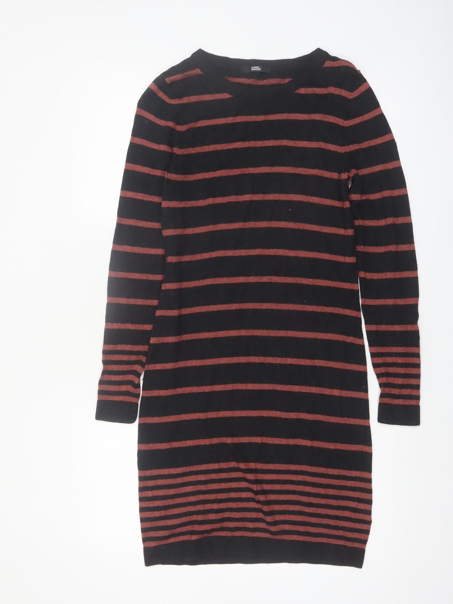 Marks and Spencer Women Black Striped Jumper Dress Size 10