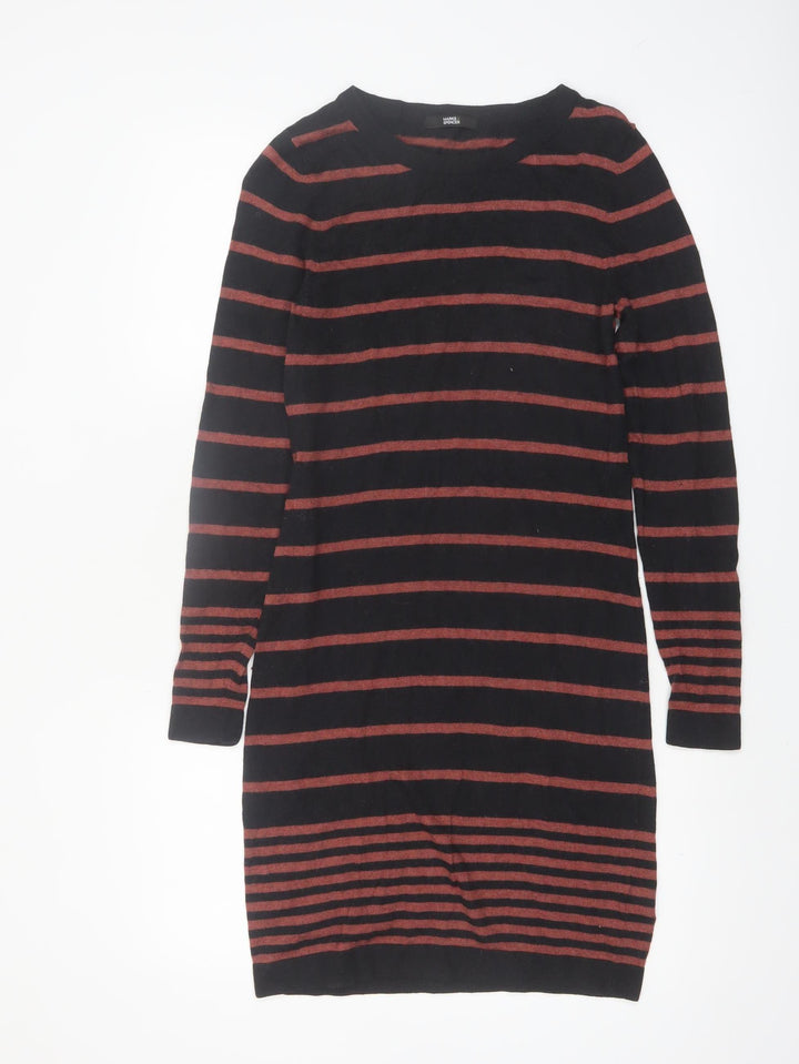 Marks and Spencer Women Black Striped Jumper Dress Size 10
