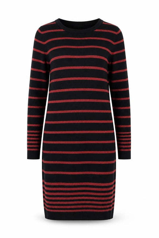 Front view of Marks & Spencer Women Black Striped Jumper Dress, size 10