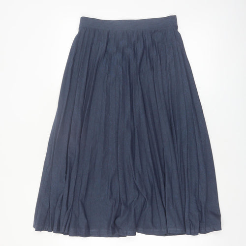 Marks and Spencer Women Blue Size 8 Pleated Midi Skirt