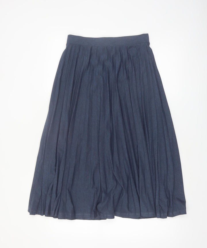 Marks and Spencer Women Blue Size 8 Pleated Midi Skirt