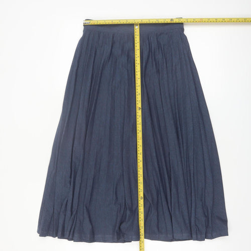 Marks and Spencer Women Blue Size 8 Pleated Midi Skirt