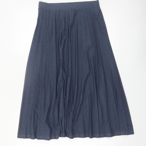 Marks and Spencer Women Blue Size 8 Pleated Midi Skirt