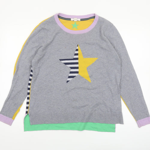 White Stuff Women’s Multicoloured Wool Cotton Star Jumper Size 14