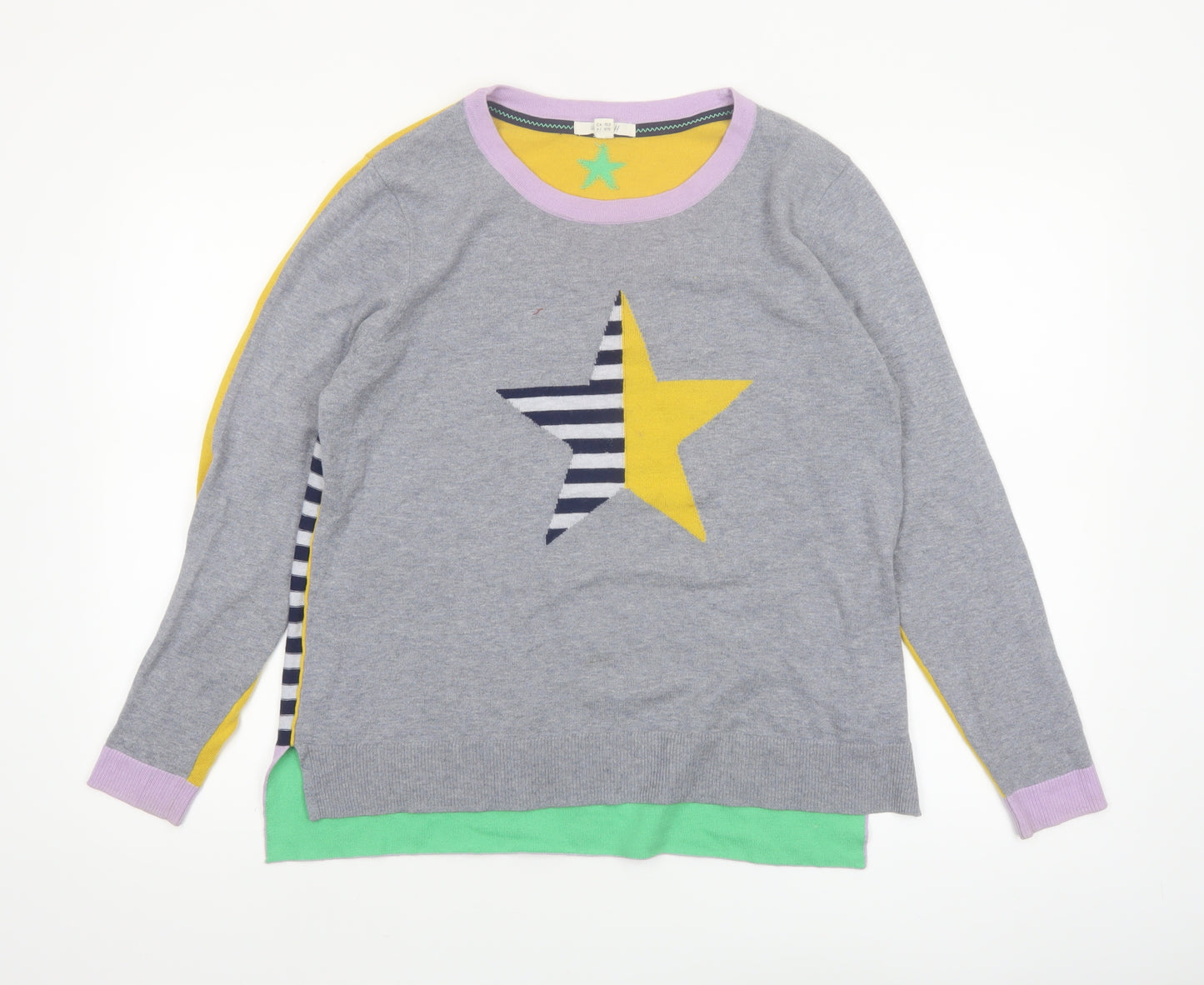 White Stuff Women’s Multicoloured Wool Cotton Star Jumper Size 14
