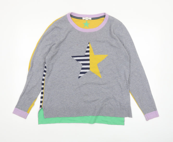 White Stuff Women’s Multicoloured Wool Cotton Star Jumper Size 14