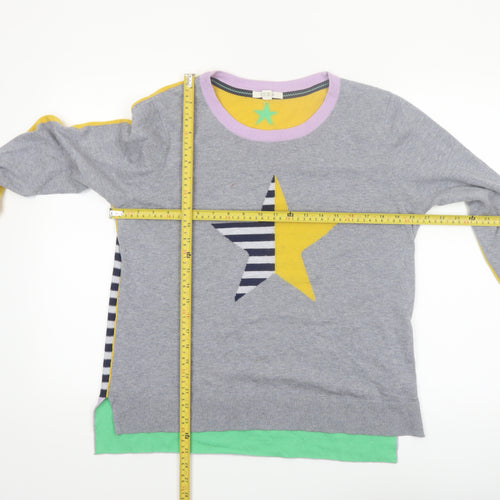 White Stuff Women’s Multicoloured Wool Cotton Star Jumper Size 14
