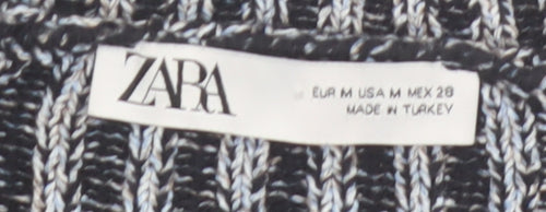 Zara Women Grey Striped Chunky-Knit Pullover Jumper Size 12