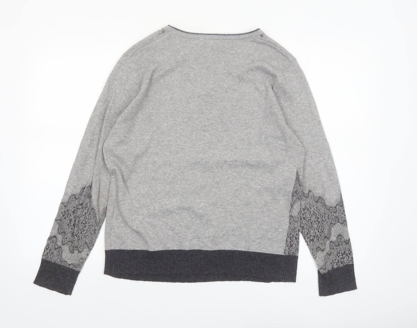 Blarney Womens Grey V-Neck Long Sleeve Button Cardigan M