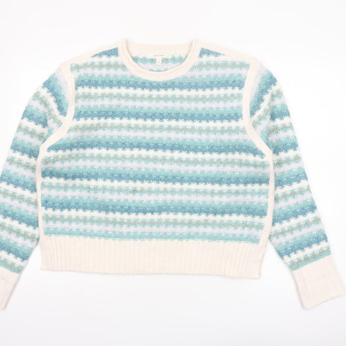 Marks and Spencer Per Una Womens Blue Striped Pullover Jumper M