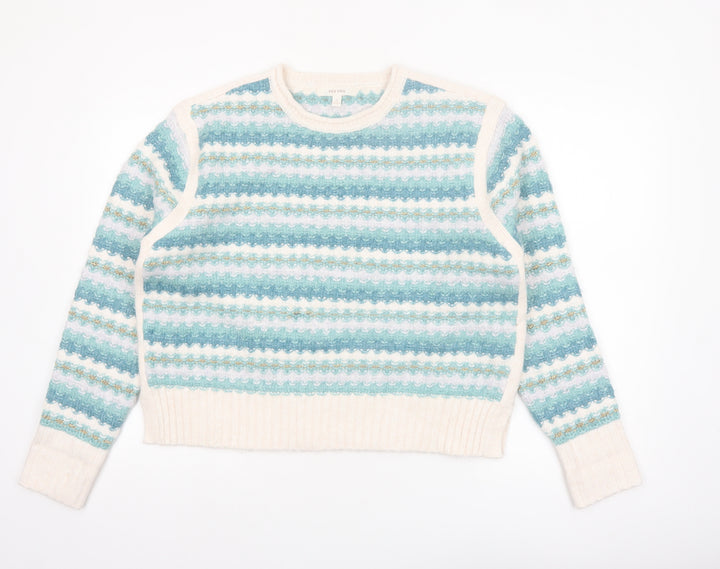 Marks and Spencer Per Una Womens Blue Striped Pullover Jumper M