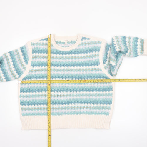 Marks and Spencer Per Una Womens Blue Striped Pullover Jumper M