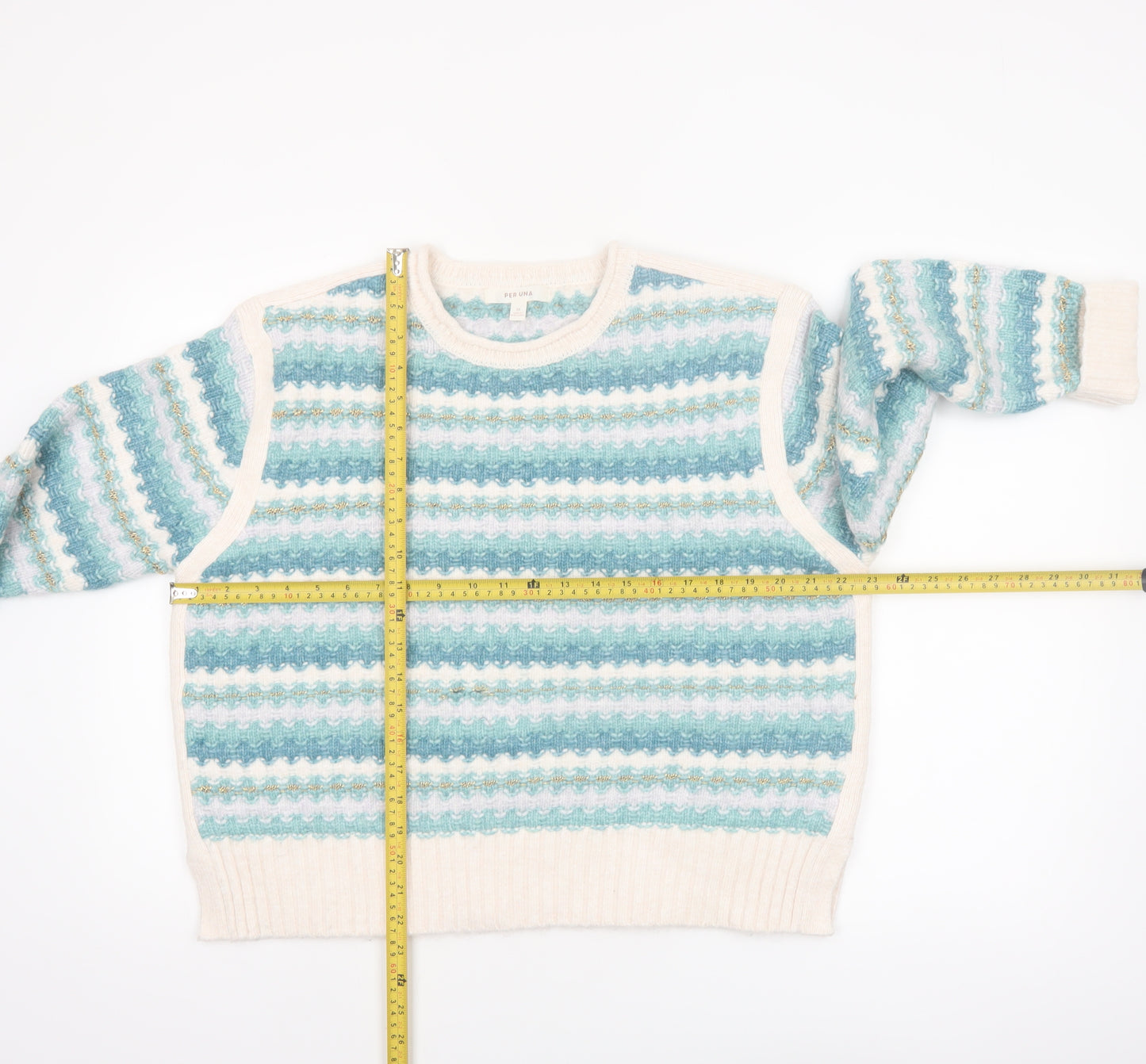 Marks and Spencer Per Una Womens Blue Striped Pullover Jumper M
