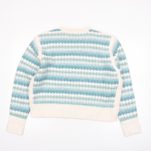 Marks and Spencer Per Una Womens Blue Striped Pullover Jumper M