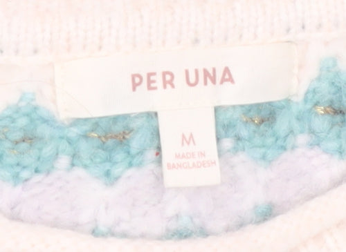 Marks and Spencer Per Una Womens Blue Striped Pullover Jumper M