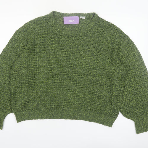 JJXX Womens Green Acrylic Waffle-Knit Pullover Jumper XL
