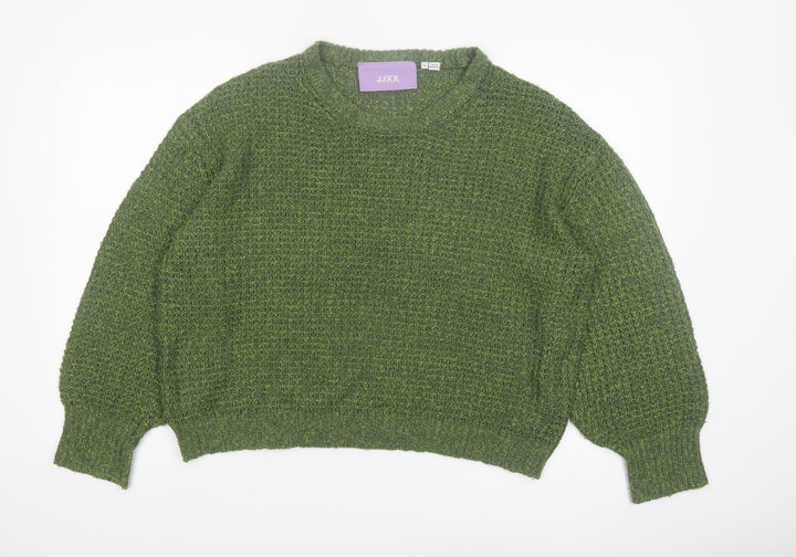 JJXX Womens Green Acrylic Waffle-Knit Pullover Jumper XL