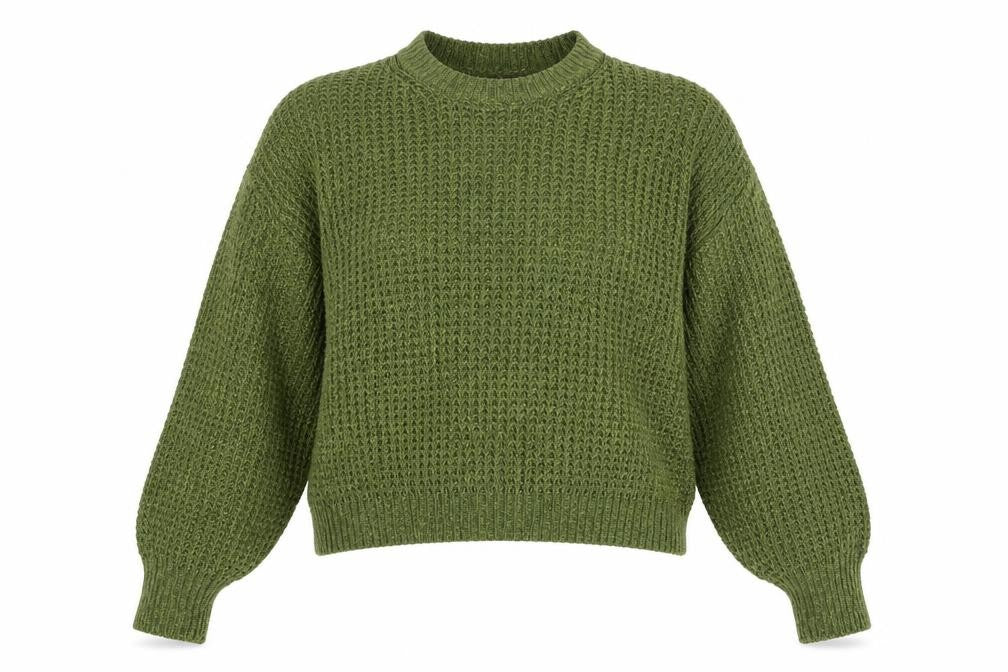 Front view of JJXX women’s green acrylic waffle-knit jumper xl