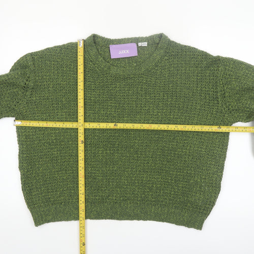 JJXX Womens Green Acrylic Waffle-Knit Pullover Jumper XL