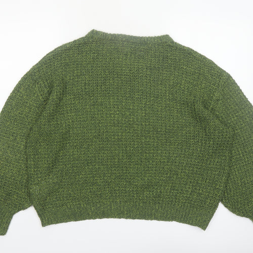 JJXX Womens Green Acrylic Waffle-Knit Pullover Jumper XL