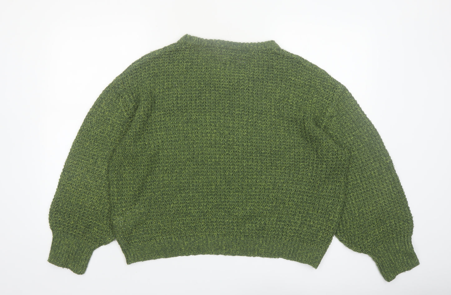 JJXX Womens Green Acrylic Waffle-Knit Pullover Jumper XL