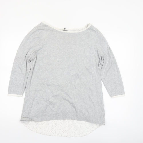 Mint Velvet Women’s Grey Size 14 Boat Neck 3/4 Sleeve Pullover Jumper