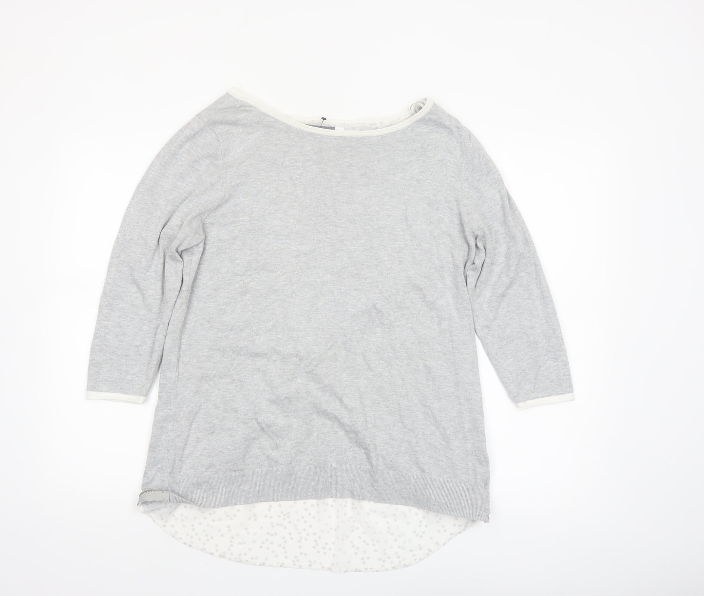 Mint Velvet Women’s Grey Size 14 Boat Neck 3/4 Sleeve Pullover Jumper