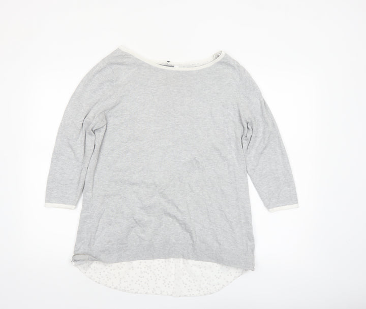 Mint Velvet Women’s Grey Size 14 Boat Neck 3/4 Sleeve Pullover Jumper
