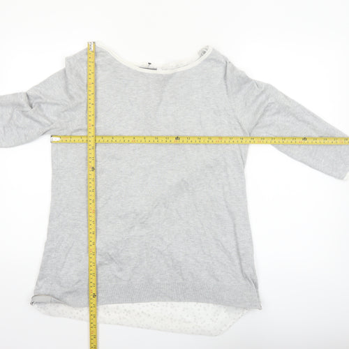Mint Velvet Women’s Grey Size 14 Boat Neck 3/4 Sleeve Pullover Jumper