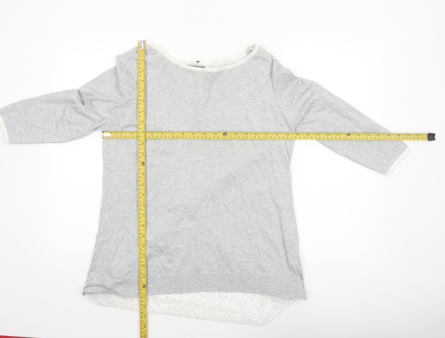 Mint Velvet Women’s Grey Size 14 Boat Neck 3/4 Sleeve Pullover Jumper
