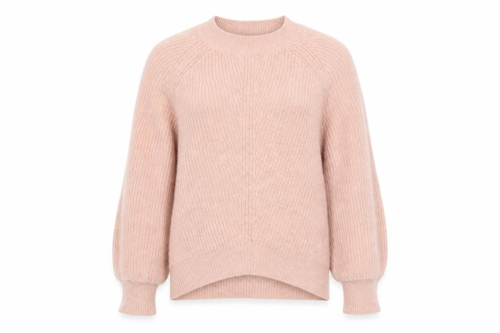Front view of Marks & Spencer women’s pink alpaca blend crew neck jumper size small