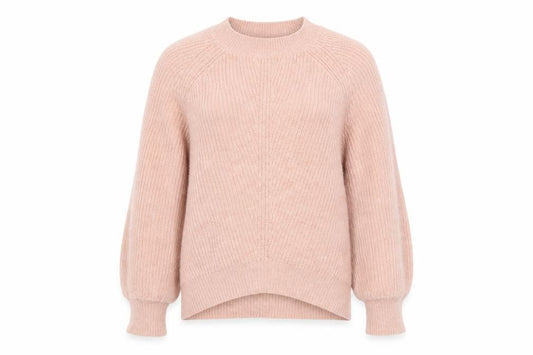 Front view of Marks & Spencer women’s pink alpaca blend crew neck jumper size small