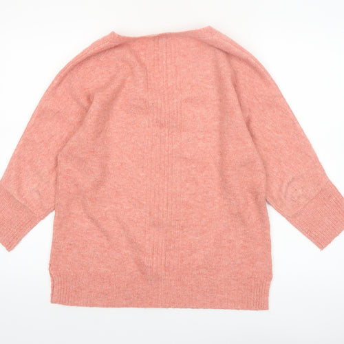 Monsoon Women Pink V-Neck 3/4 Sleeve Knit Pullover Jumper Size S